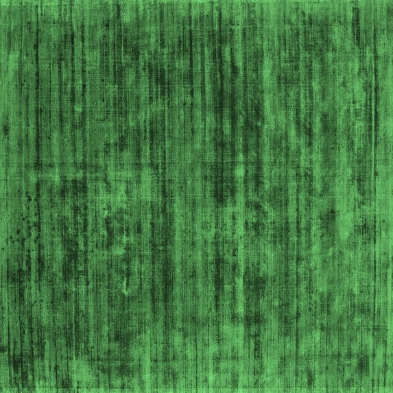 Ahgly Company Indoor Square Abstract Emerald Green Contemporary Area Rugs, 7' Square