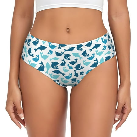 Womens Underwear - Minimalist Cartoon Cute Dolphin No Show Seamless Underwear for Women  Soft Comfort Stretch Women s Panties  Hipster Ladies Panties Bikini Underwear Briefs