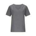 thumbnail image 5 of Pxxlle Cotton Linen Shirts Women Casual Summer V Neck T Shirt Loose Fit Short Sleeve Tops for Beach Vacation Gray XXL, 5 of 7