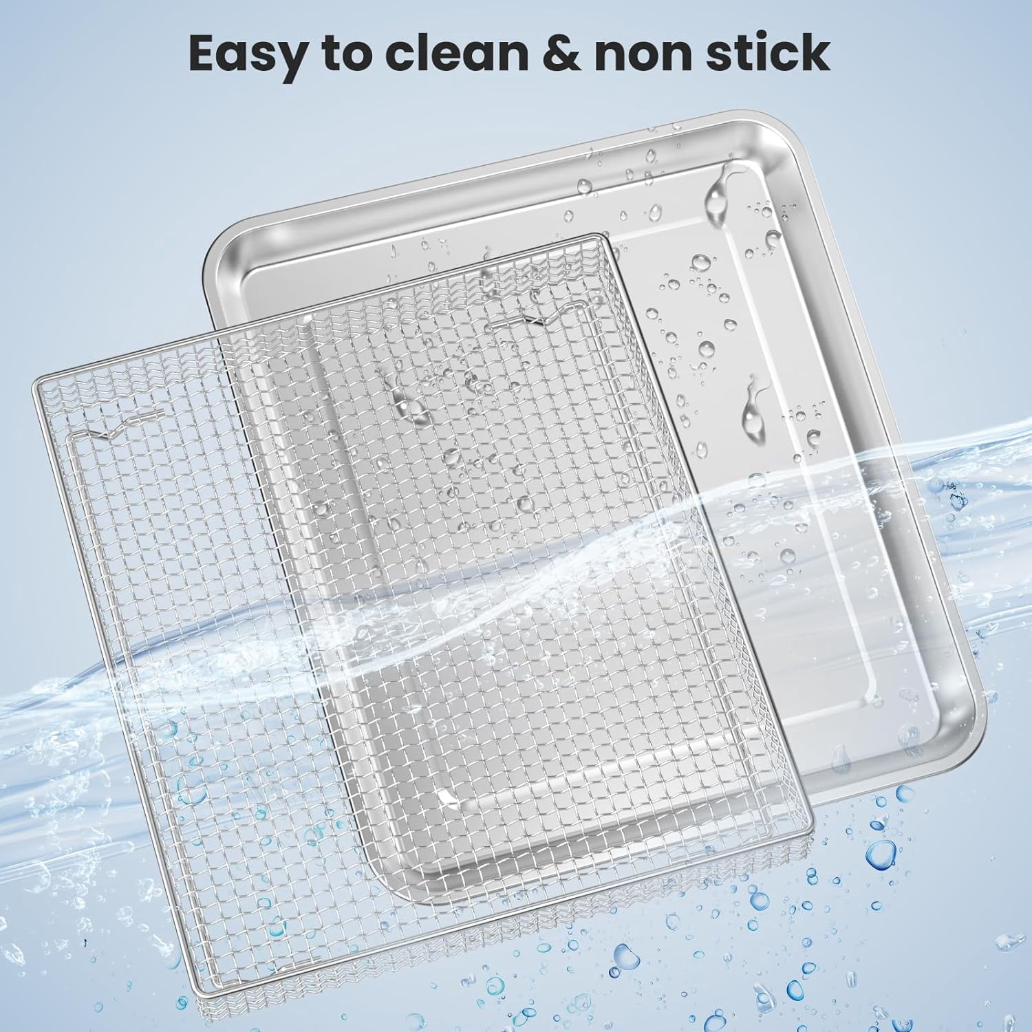 Stainless Steel Baking Tray Pan and Air Fryer Basket Compatible with Cuisinart Airfryer TOA-060 and TOA-065，for Convection Toaster Oven (with Cuisinart Airfryer TOA-060 and TOA-065)