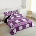 thumbnail image 3 of jejeloiu Leopard Print Bedding Comforter Set,Abstract Zebra Pattern Twin Comforter Sets,Purple Checkered Bedding Set For Girls Kids,Ultra Soft Home Decor Reversible,2 Pieces, 3 of 8
