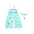 thumbnail image 3 of VISgogo Conjunto de lencería para mujer, vestido de encaje de cárdigan con tirantes florales transparentes y ropa interior sexy VISgogo moda, 3 of 9