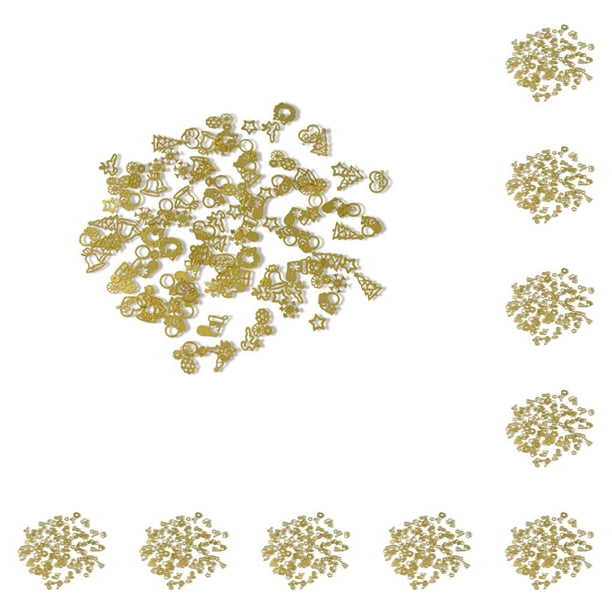 Matsuzay Parches para uñas Manicura Invierno Brillo dorado Lentejuelas Joyería Arte Artesanía Copos metálicos Boda Fiesta Niños Navidad Navidad 10Conjunto