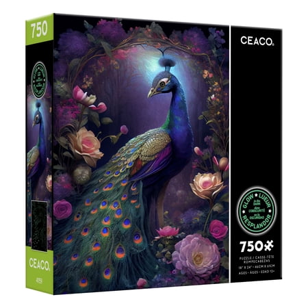 Ceaco Peacock Glow (JK Stewart) 750 Piece Interlocking Jigsaw Puzzle