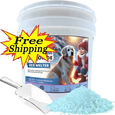 Ice Melt, Pet-Friendly Ice Melt – Fast-Acting Magnesiums Chloride Formulas, Safer for Pet & Surfaces, 3.95oz Bucket with Scoop