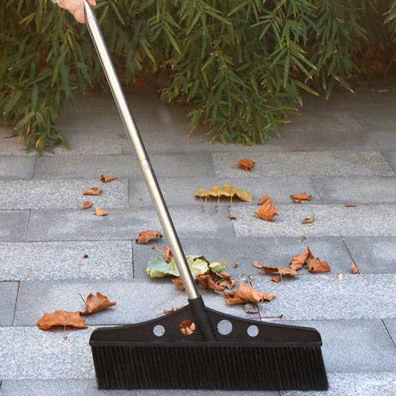 AURARMLET Heavy Duty Outdoor Broom with Wide Nylon Bristles and Stainless Steel Handle for Cleaning