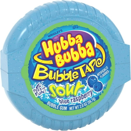 Hubba Bubba Flavors - Hubba Bubba Sour Blue Raspberry Bubble Gum Tape, 2 ounce (Pack of 6)