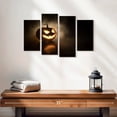 thumbnail image 2 of Elephant Stock Sinister Jack O Lantern Wall Art - Horizontal Multi Panel Canvas - Living Room Wall Decor - Holiday Multi Panel - Black And Beige Decor - 24" x 14", 2 of 4