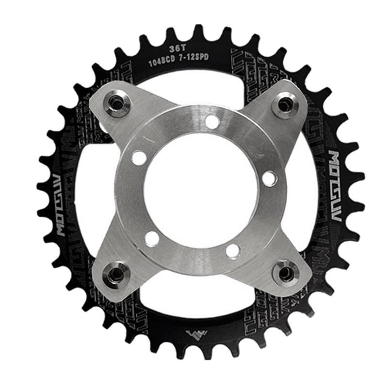 EBike Crankset 104BCD 36T Chainring Adapter Kit for Mid Drive Motor