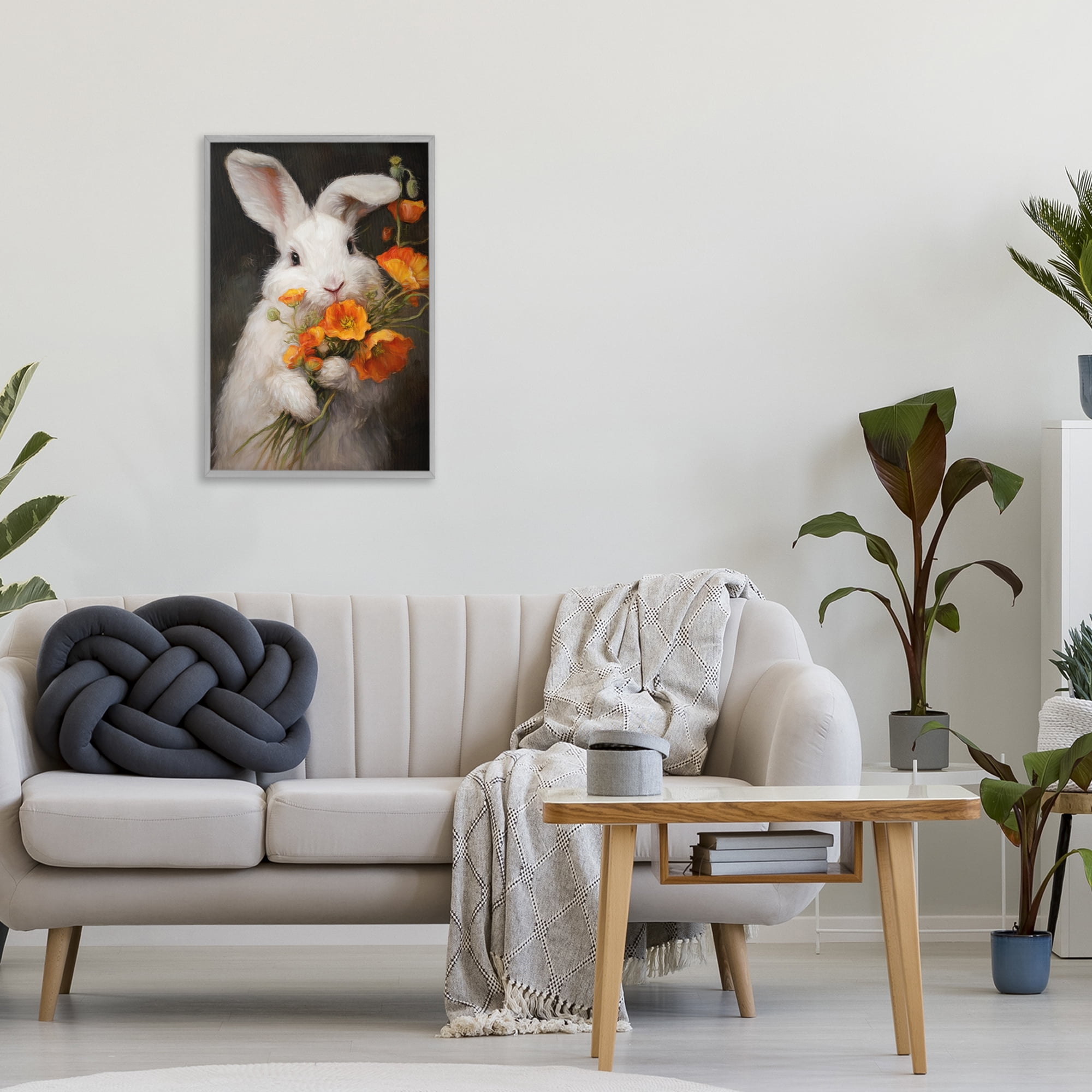 Stupell Industries Floppy Loves Her Poppies Gray Framed Giclee Art, design by Tina LeCour
