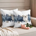 thumbnail image 2 of Fall Blue Pumpkins Outdoor Waterproof Pillow Covers, Thanksgiving Autumn Watercolor Leaf Decorative Square Throw Pillowcase Sofa Cushion Sham for Patio/Couch/Chair, 26"x26" 2 Pack, 2 of 8