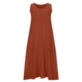 thumbnail image 4 of Beach Dresses for Womens 2026 Summer Fashion Oversize Sleeveless Casual Pocket V-Neck Neck Solid Long Dress, 4 of 6