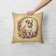 thumbnail image 2 of English Bulldog and Flowers Fabric Decorative Pillow 18 in x 18 in, 2 of 5