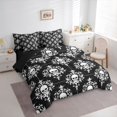 thumbnail image 2 of Homewish Hipple Halloween Skull 7-Piece Twin Bedding,Vintage Damask Bedding Comforter Set,Black White,Black Reversible, 2 of 8