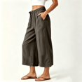 thumbnail image 4 of Kaemgyyd Wide Leg Pants Casual Wide Leg Capris Pants Side Bow High Waist Trousers Vacation Cropped Clothes（Army Green,XX-Large）, 4 of 6