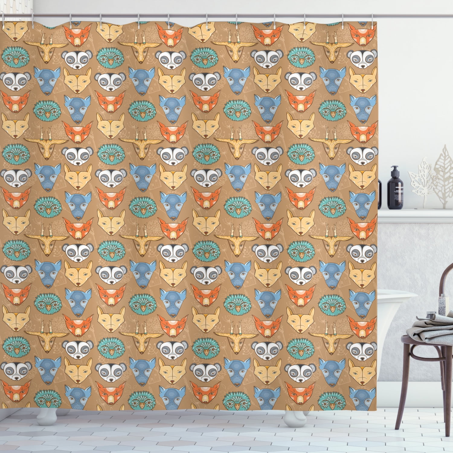 Details about   Forest Shower Curtain Cartoon Wildlife Pattern Print for Bathroom 