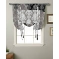 thumbnail image 2 of Black Grey Boho Tie Up Curtains for Kitchen Bathroom Bedroom Windows 54 Inch Length, Vintage Floral Contemporary Art Balloon Drape Curtains Shade Rod Pocket Drapery Curtain Panel, 42"x63", 2 of 7