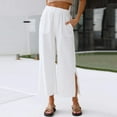 thumbnail image 2 of Sngxgn Pants for Women High Waisted Pants Drawstring Elastic Casual Pants Work(White,XXXL), 2 of 7