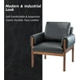 thumbnail image 3 of Faux Leather Accent Chair Set of 2 Removable Backrest Upholstered Arm Cushio PU Chairs Solid Wood Legs Reading Lounge Sofa Bedroom Black, 3 of 9