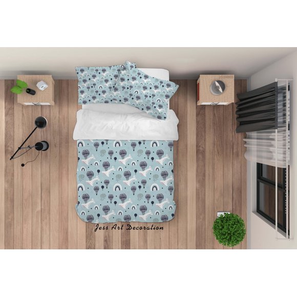 3D Blue Rainbow Parachute Animal Quilt Cover Set Bedding Set Duvet Cover