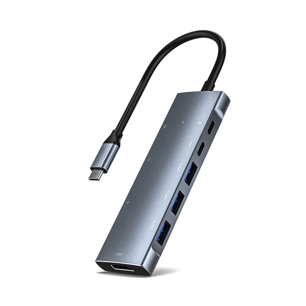 Splitter 9-en-1 Type-C USB 3.0 Computer Hub 4K 3.5mm PD Ranura para tarjeta de carga Adaptador de estación de acoplamiento para computadora portátil de alta velocidad Speravity EL004897-00B