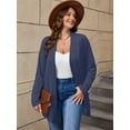 thumbnail image 3 of SHOWMALL Women's Plus Cardigans Lightweight Open Front Cardigans 3/4 Sleeve Dark Blue 5X Casual Soft Drape Fall Summer Cardigan, 3 of 8