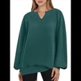 thumbnail image 1 of Sudaderas de Mujer, Camisetas de Larga con Cuello en V, Camisetas Básicas Informales para Otoño e Invierno. Verde XL, 1 of 10