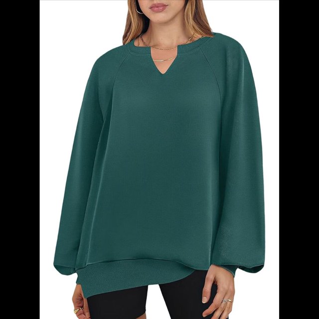 Sudaderas de Mujer, Camisetas de Larga con Cuello en V, Camisetas Básicas Informales para Otoño e Invierno. Verde XL