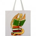 thumbnail image 4 of Inktastic Well-Read Cute Gold Dragon Reading Books Tote Bag, 4 of 4