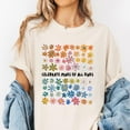 thumbnail image 2 of Women's Short-Sleeve Graphic T-Shirt with Colorful Floral Grid and 'Celebrate Minds of All Kinds' Inspirational Quote for Casual Wear, 2 of 7