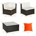 thumbnail image 2 of Costway 7PCS Patio Rattan Furniture Set Sectional Sofa Cushioned Glass Table Steel Frame, 2 of 10