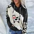 thumbnail image 2 of IROINNID Women's Long Sleeve Hoodie Mid-Length Print Leisure Patchwork Ladies Pullover Sweatshirt Tops, Black, 2 of 5