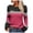 Hot Pink, variant on Womens Sweaters Color Block Stripe Crew Neck Casual Long Sleeve Tops Fall Winter Pullover Blouse Daily Wear