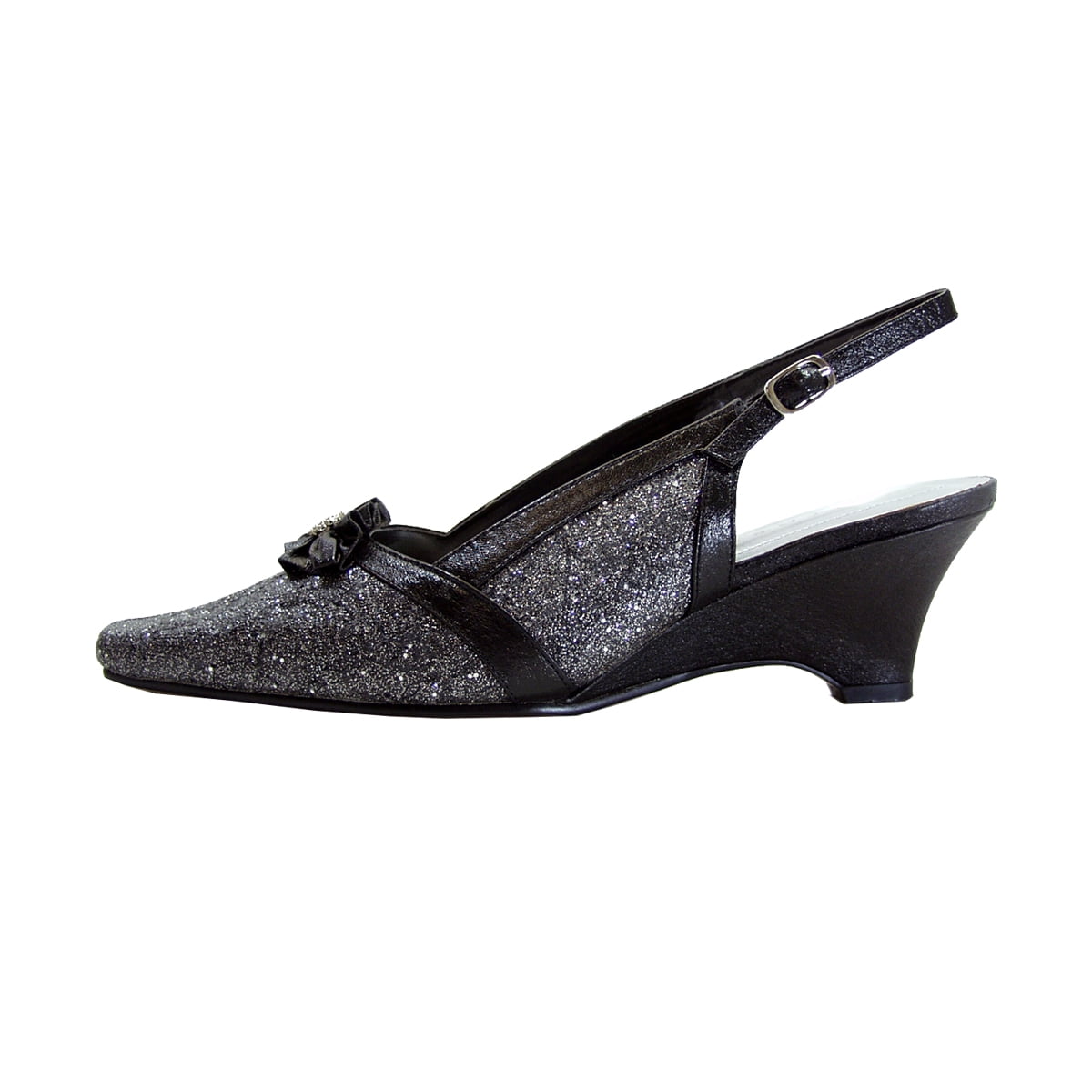 FLORAL Arisha Women's Wide Width Dress Wedge Pumps BLACK 8.5
