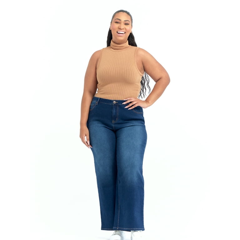 A3 Denim Women's Plus Size High Rise Wide Leg Jeans A3 Denim Women's Plus Size High Rise Wide Leg Jeans