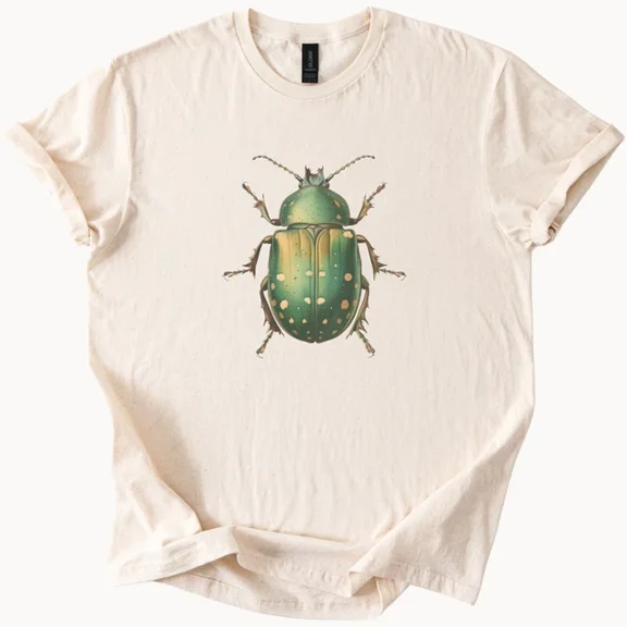 Green Beetle Insect Graphic Nature Inspired Bug Art Shirt For Entomology Fans Unisex S-5XL Hot Trending Shirt, Vintage Birthday Gift