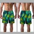 thumbnail image 3 of luoweisi Men's Beach Shorts Quick Dry Swim Trunks with Mesh Lining Peacock Feather 2XL, 3 of 5
