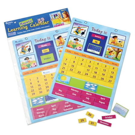 Learning Resources Magnetic Calendar - 51 Pieces, Boys and Girls Ages 4 , Kid Calendar Learn, Back To School Supplies
