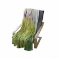 thumbnail image 4 of Watercolor Soft Flannel Fleece Throw Blanket, Abstract Blurred View of Purple Cosmos Flowers Blooming Meadow, Cozy Plush for Indoor and Outdoor Use, 50" x 70", Purple Apple Green White, by Ambesonne, 4 of 6
