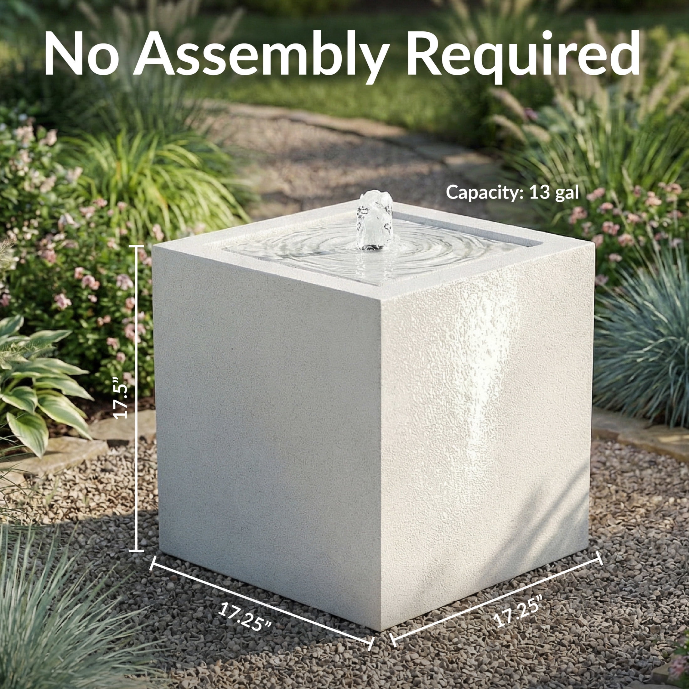 Sunnydaze Square Fog Outdoor Bubble Fountain, LED Light