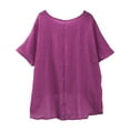 thumbnail image 5 of Endives Women's Summer Short Sleeve Solid Casual Loose Linen Top T-Shirts for Women, 5 of 7