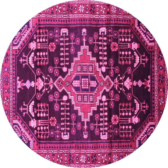 Ahgly Company Indoor Round Persian Pink Traditional Area Rugs, 7' Round