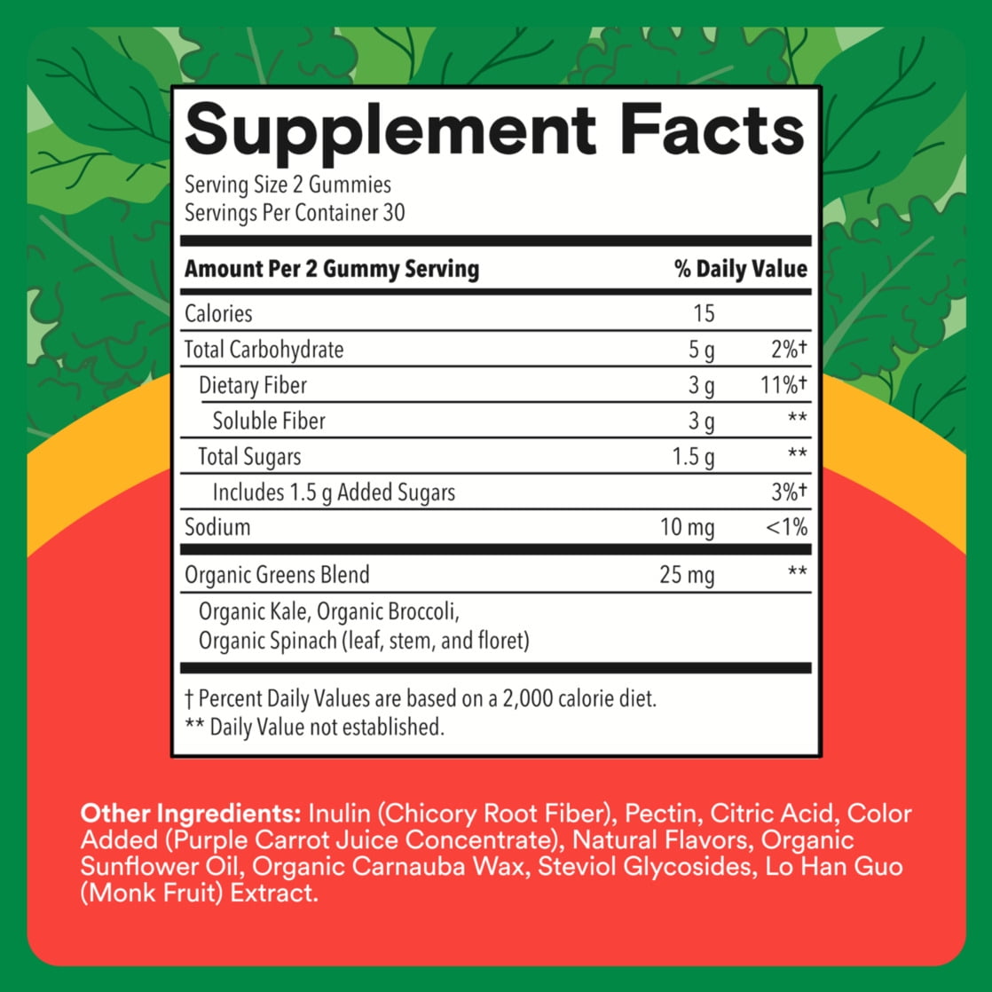 SmartyPants Kids Fiber & Veggies Supplement Gummies, Mixed Berry, 60 Count