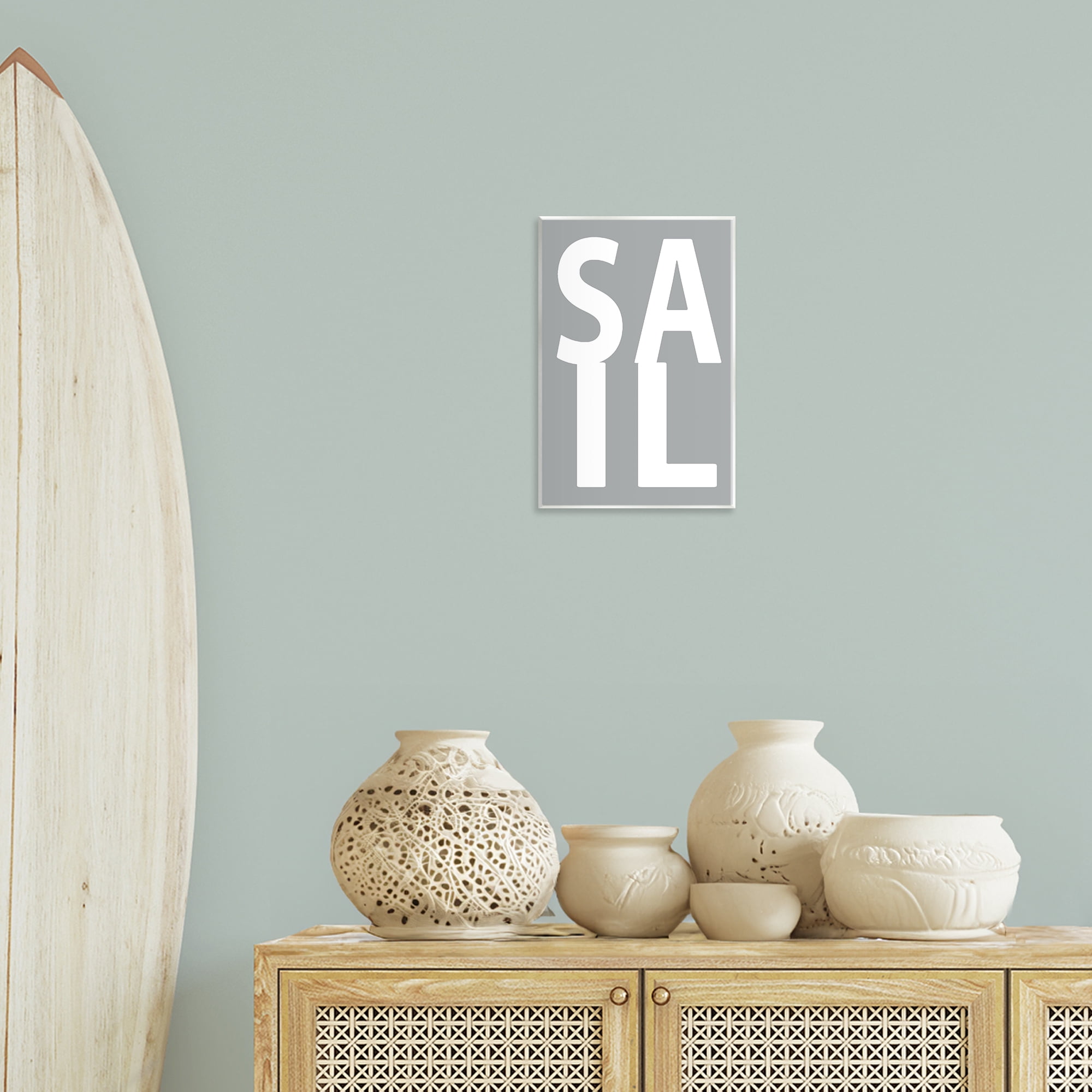 Stupell Industries Sail Word on Grey Typography Painting Unframed Art Print Wall Art, 10 x 15