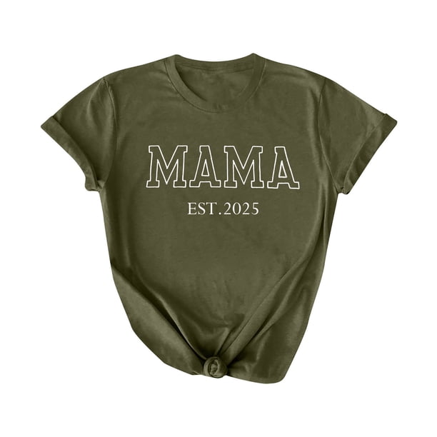 Camiseta Penkiiy para Mamá Mujer Mamá Vida Tees Gráficas Casual Lindas Tops Día de la Madre para Mamá XL Verde