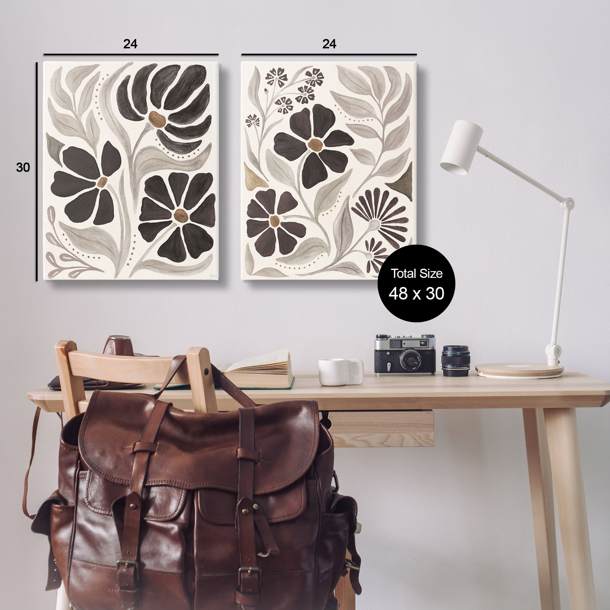 Stupell Industries Modern Neutral Petals Plants & Flowers Painting Wrapped Canvas Art Print Wall Art, 24 x 30, Set of 2