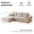 thumbnail image 3 of BYBYME 104"Oversized L-Shaped Sectional Sofa Cloud Boneless Modular Couch,Upholstered Sofa with Convertible Left/Right Ottoman for Living Room Bedroom,No Assembly,Beige, 3 of 10