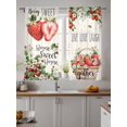 thumbnail image 4 of Sheer Curtains 72 Inches Long 2 Panels Set for Bedroom, Strawberry Semi Sheer Curtains for Windows, Summer Fruits Green Botanical Floral Voile Window Treatments Rod Pocket Curtain, 4 of 7