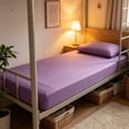 thumbnail image 6 of Topukaiba Cooling Breathable Fitted Sheet Twin XL, Soft Lightweight Mattress Cover for Beds, Deep Pocket Bottom Sheet, Wrinkle Resistant Top Sheet for Dorm Room,39.3"x78.7",Purple, 6 of 7