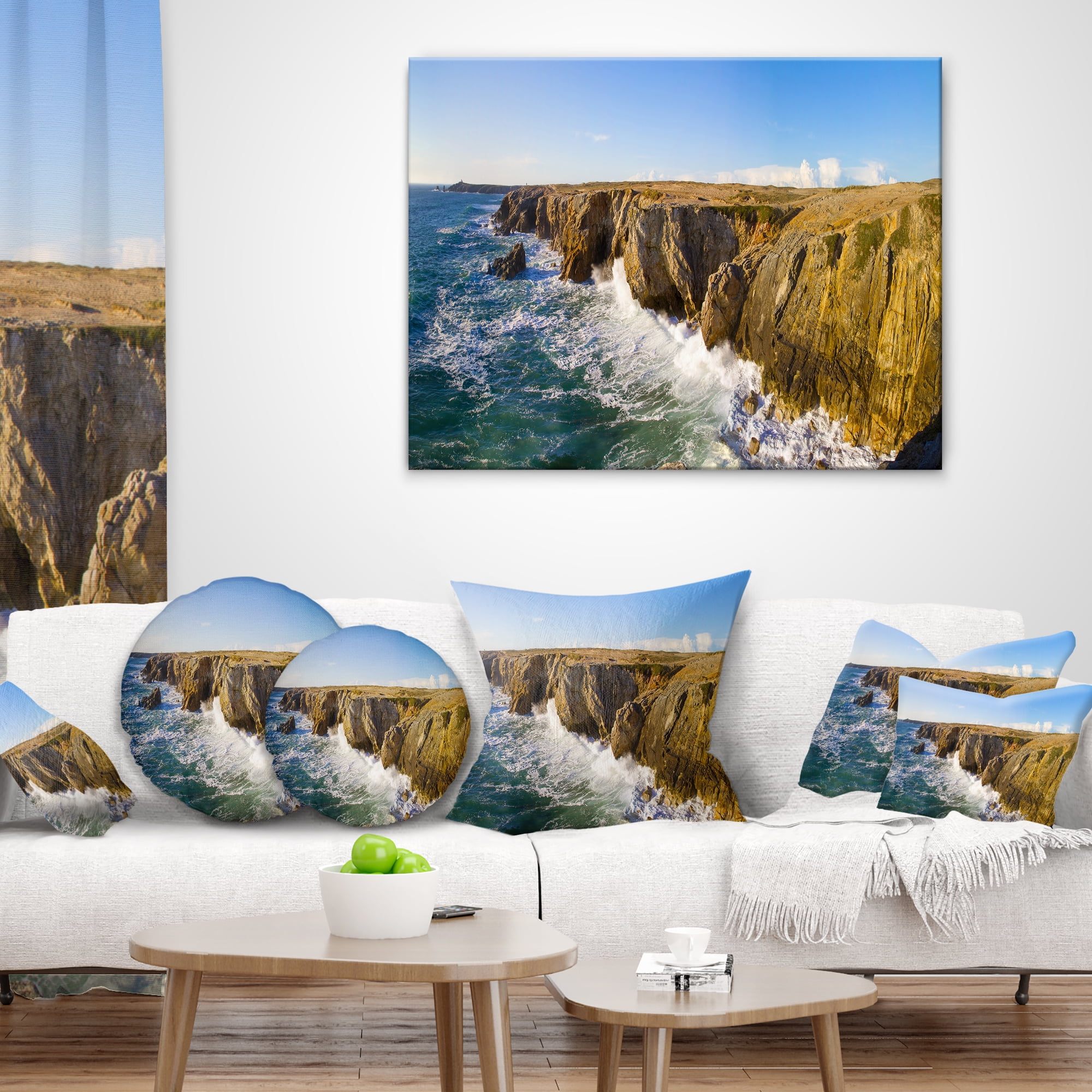 Designart Cote Sauvage Bretagne France - Seascape Throw Pillow - 12x20